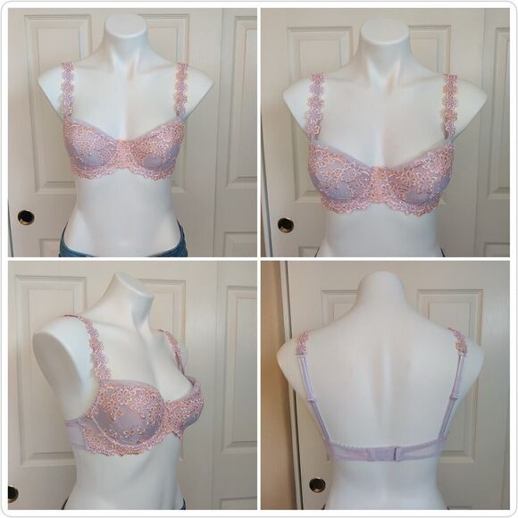 Pair of La Vie en Rose lace overlay bras sz 34C - Picture 2 of 8